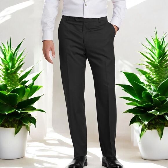 Pronto Uomo Black Trousers men’s 40x30 creased front - Picture 1 of 6